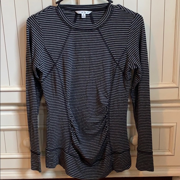 Cabi grey and black striped long sleeve soft top S - Picture 1 of 6
